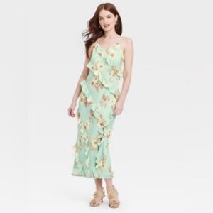 A New Day Womens Tiered Ruffle Maxi Dress pullover lined Size 2X NWT